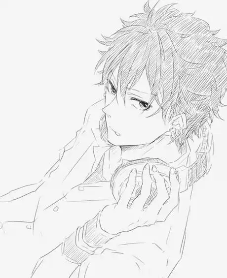 铅笔画帅哥漫画素描-帅气的男孩