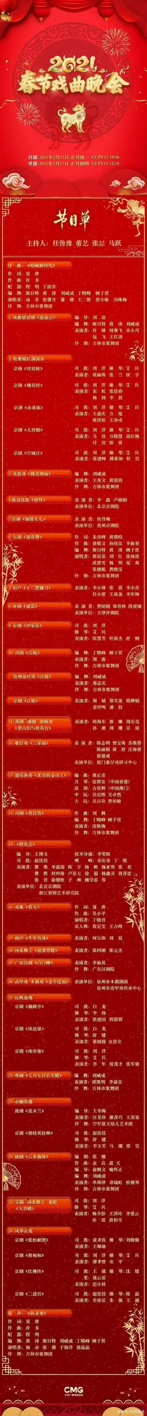 2021中国央视春晚节目单