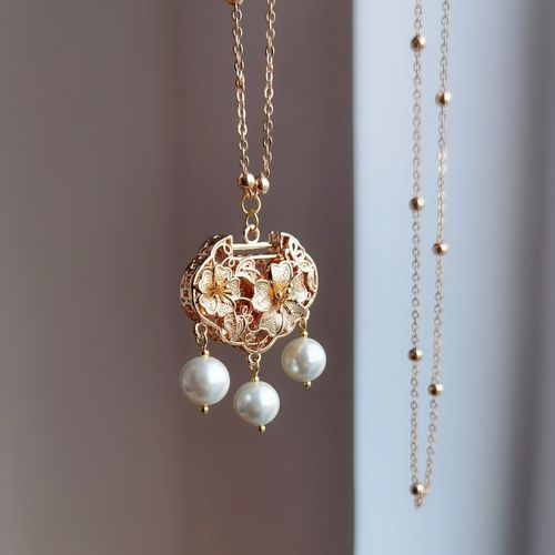 念念桃花保色古风长命项圈金锁吊坠璎珞项链项链