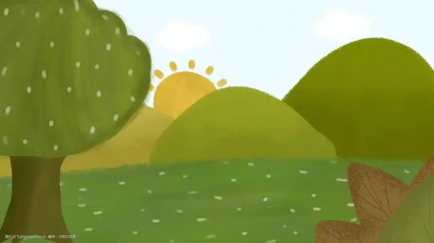卡通可爱树林草地儿童插画背景