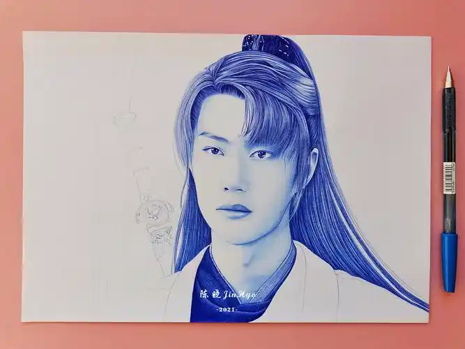 圆珠笔手绘《有翡》王一博