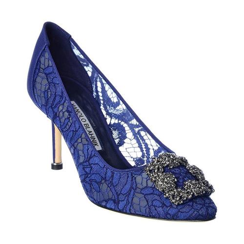 manolo blahnik女款蓝色高跟鞋|hangisi 70 lace & satin pump