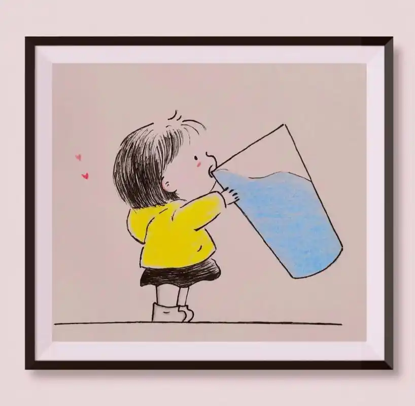 天热多喝水可爱简笔画34/100 天热多喝水!无事多喝水!