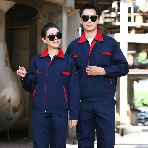 上衣女员工上班耐磨工装春秋款定制套装铸造厂65棉劳保工作服男士