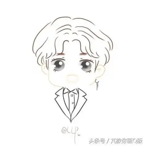 蔡徐坤简笔画卡通黑白