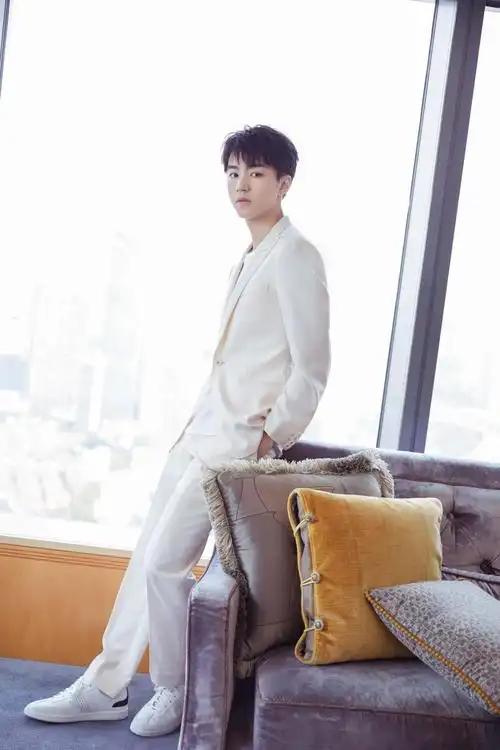 王俊凯香槟色西装写真