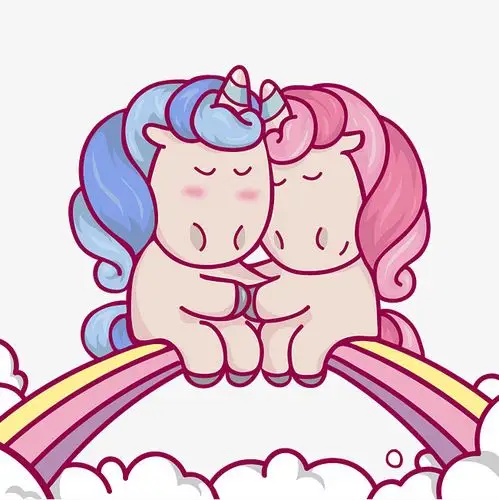 卡通情侣独角兽