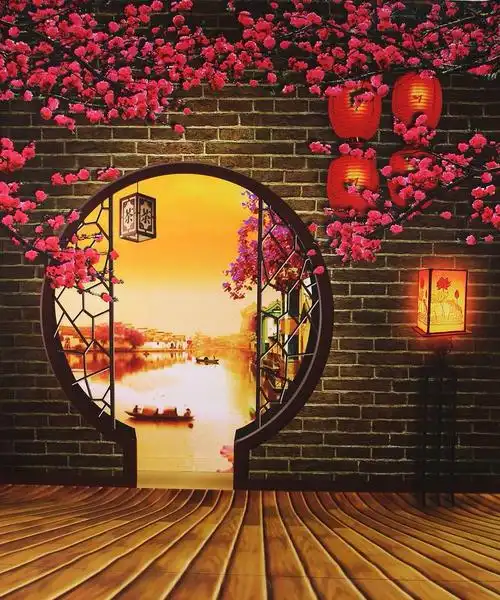 古装拍照背景布摄影背景布全家福古风背景网红主播直播背景布32 秋扇