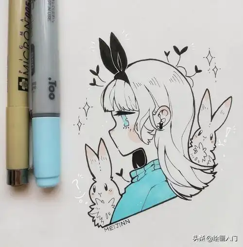 漫画角色创作手稿,针管笔马克笔手绘插画,个性鲜明简洁唯美