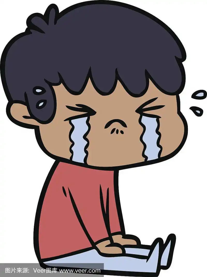 卡通男孩在哭