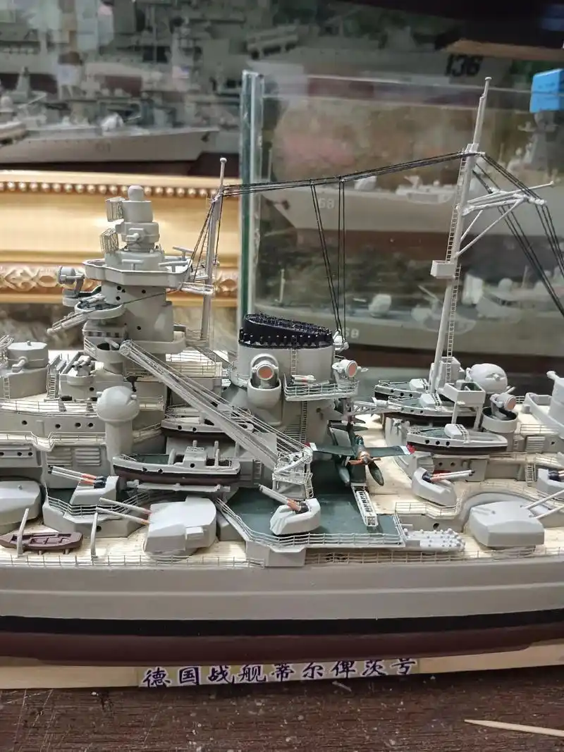 手工军模德国二战时期俾斯麦级战舰蒂尔俾茨号制作不战而驱兵震慑强