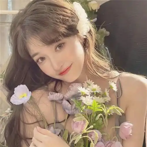 ins唯美真人女头捧花 治愈系高清女生头像ins高级质感捧花图片_女生