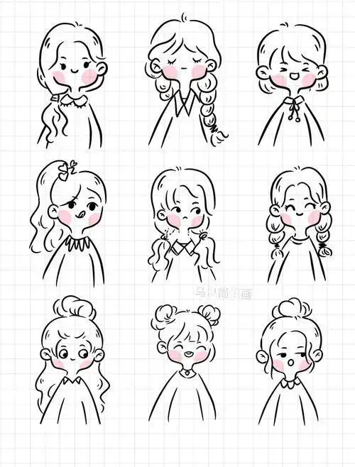 少女手账简笔画人物可爱