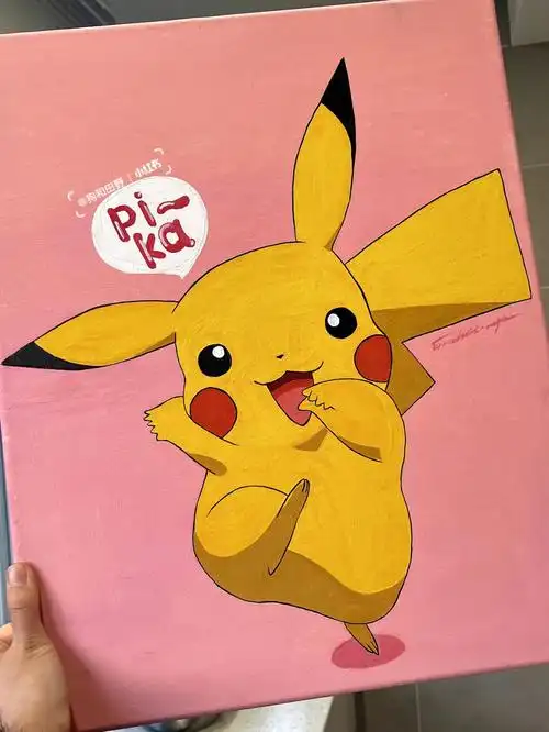 水粉画手绘装饰画超可爱萌神皮卡丘