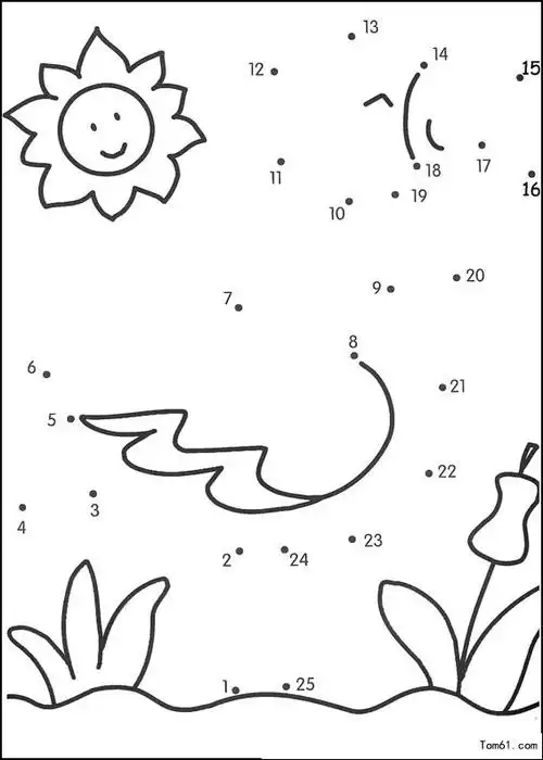 数字连线画快乐的女孩