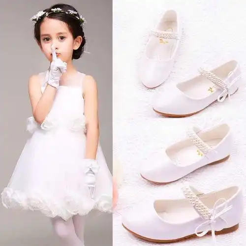 女童小白皮鞋 公主鞋 软底 白色