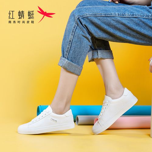 红蜻蜓小白鞋新款春季平底休闲女鞋