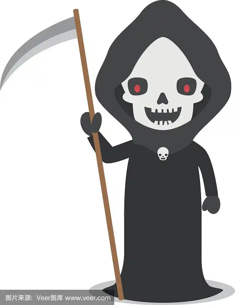 卡通插图的死亡天使与镰刀
