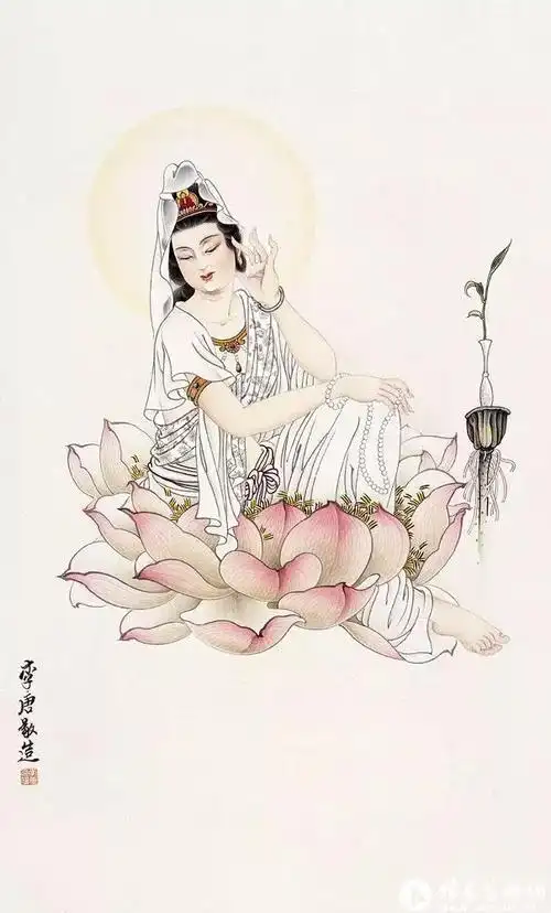 工笔画 | 李唐工笔画作品,莲花观世音菩萨