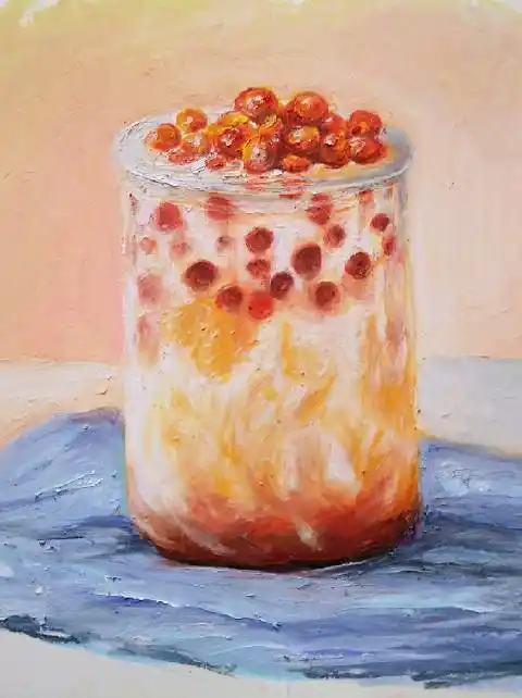 画一杯珍珠奶茶解解馋[馋嘴]#油画棒##手绘##每日一画##绘画# 67