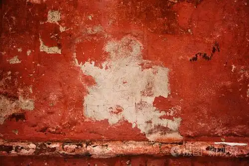 红色的旧墙.抽象背景纹理混凝土墙.从墙面涂上果皮.空空间