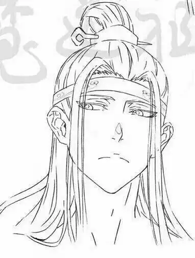 黑白线稿橡皮章素材魔道祖师动漫蓝忘机