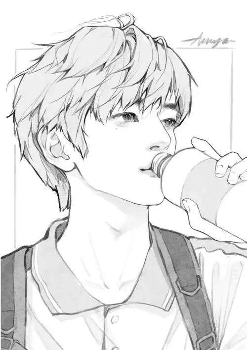 男生头像线稿练习78