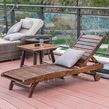 游泳池躺椅 实木躺椅折叠椅午休午睡户外庭院休闲泳池沙滩椅家用阳台