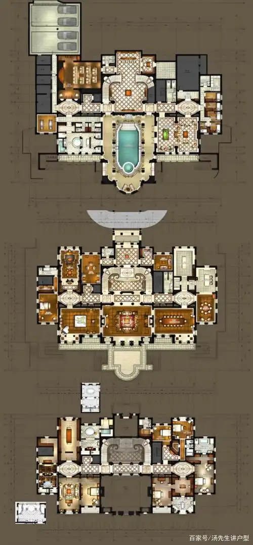 户型图二楼则是以生活区间为主,入户区间做足了高端仪式感,超大的入户