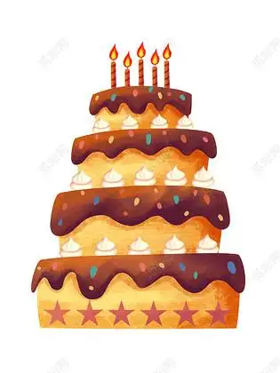 彩色手绘卡通生日蛋糕奶油蛋糕甜点元素png素材