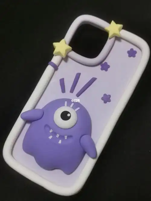 粘土手机壳  #好物分享  #可爱自制粘土手机壳,开心