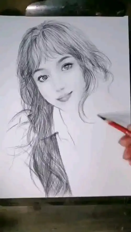 画画原来如此简单#女孩肖像素描手绘,好好看啊!