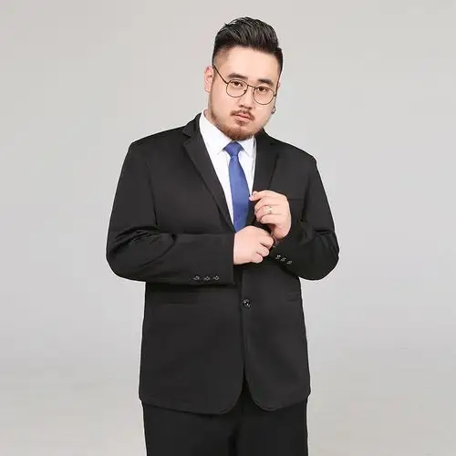 西服男加肥加大号男士休闲胖子西服上衣特大码肥佬胖人西装春秋款外套