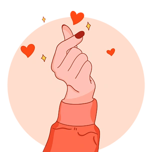 手绘卡通爱心手势比心插画