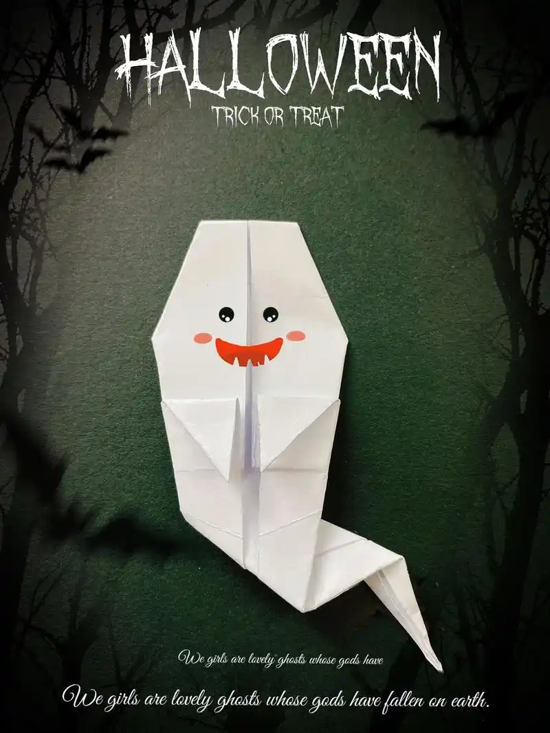 万圣节恐怖又可爱的幽灵小鬼折纸教程.#万圣节 #折纸 #幽灵 - 抖音