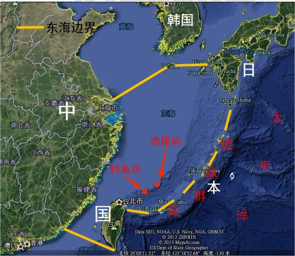 图解钓鱼岛赤尾屿在中日东海海域划分的位置作用