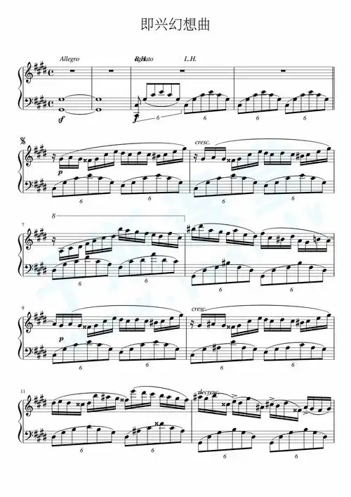 肖邦即兴幻想曲-带指法-op.66钢琴曲谱,于斯课堂精心出品.于斯曲谱大