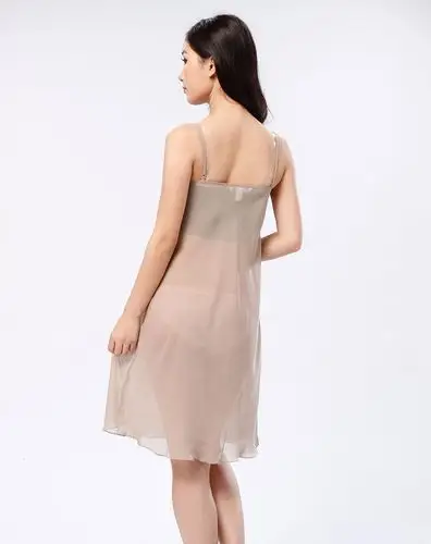 法罗faro 卡其色胸前网透吊带裙