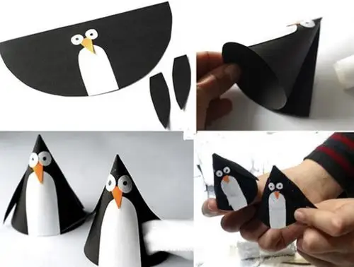 萌萌哒的手工立体卡纸企鹅的做法教程