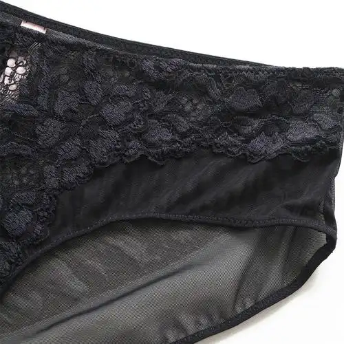 黑色律动性感三角裤经典花纹时尚女士内裤