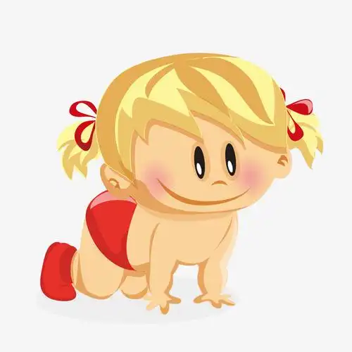 卡通在地上爬的婴儿