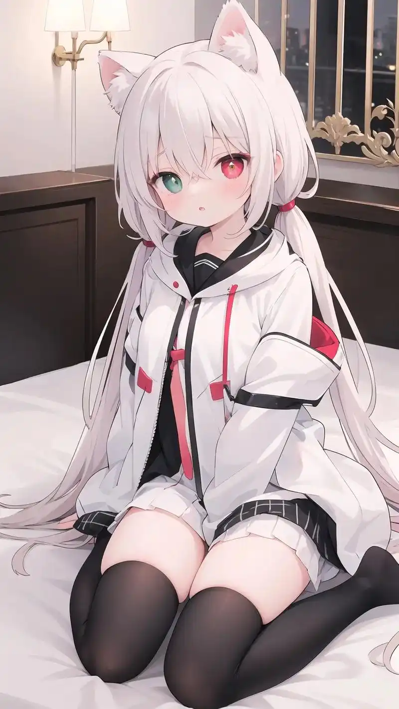 可爱白毛双马尾.#ai绘画 #萝莉 #二次元少女 #美图分享 - 抖音