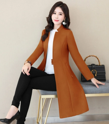 秋冬女装30-40-50岁中年妈妈矮个子显瘦立领棉毛呢子毛呢外套