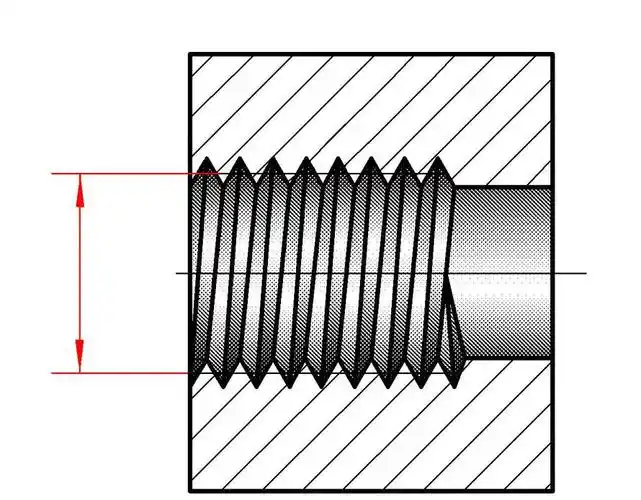 图中标注的螺纹的直径是指