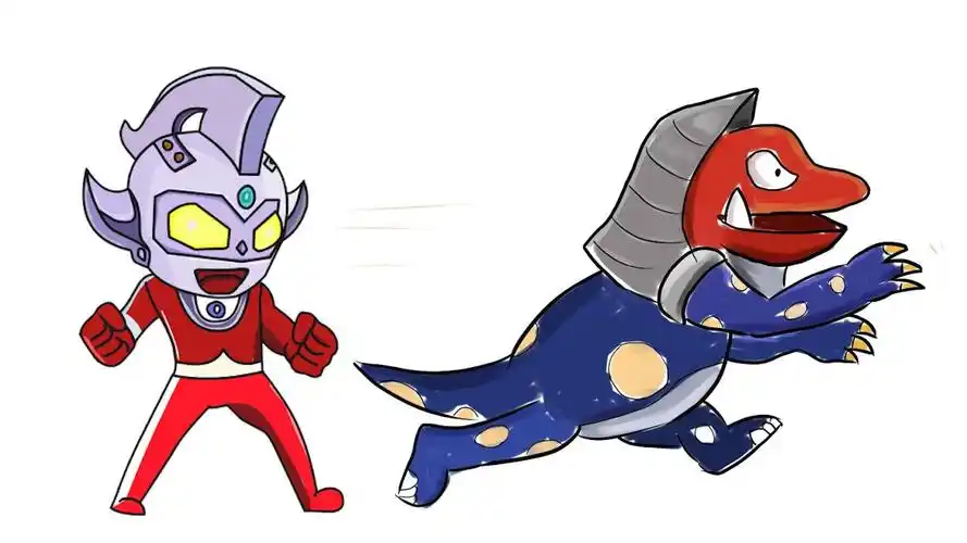 罗布奥特曼出现击退凶猛的怪兽卡通漫画