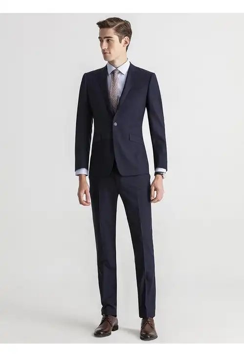 saint angelo/报喜鸟2020新款男士西服套装商务修身蓝色职场正装羊毛