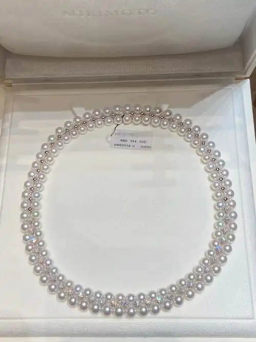mikimoto御木本双层akoya珍珠钻石项链