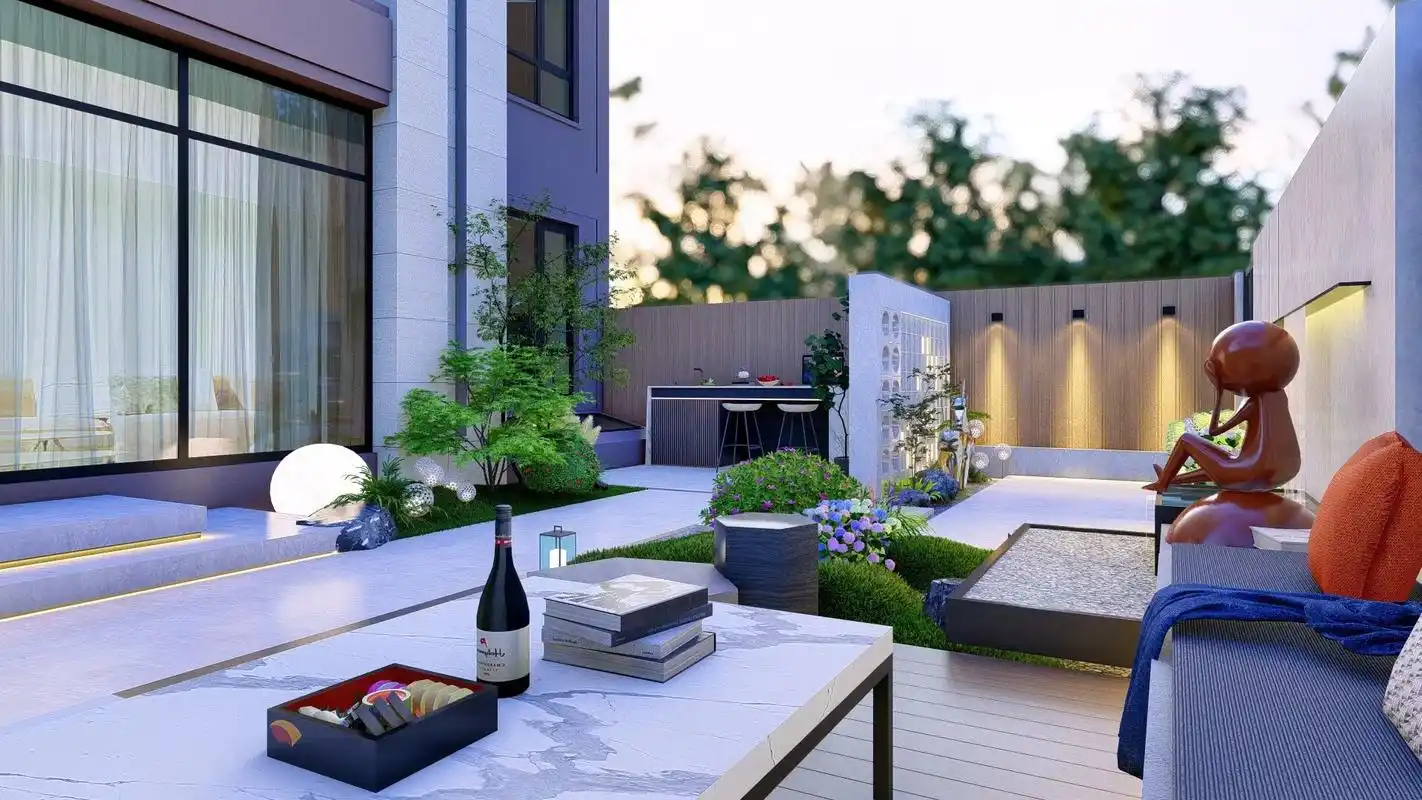 小面积的庭院也能五脏俱全,休闲区很适合接 - 抖音