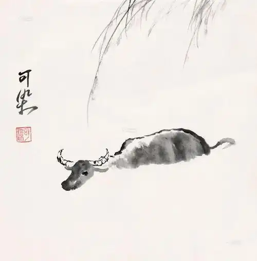 0199 水牛 镜心 水墨纸本