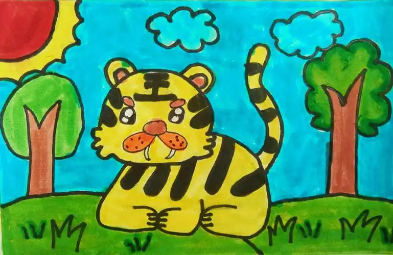 二年级第一课《剪刀添画》 剪刀变蜻蜓 《小老虎